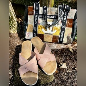 Elegant Chaps Nude Wedge Sandal 8.5M comfort padded beach chic RLL